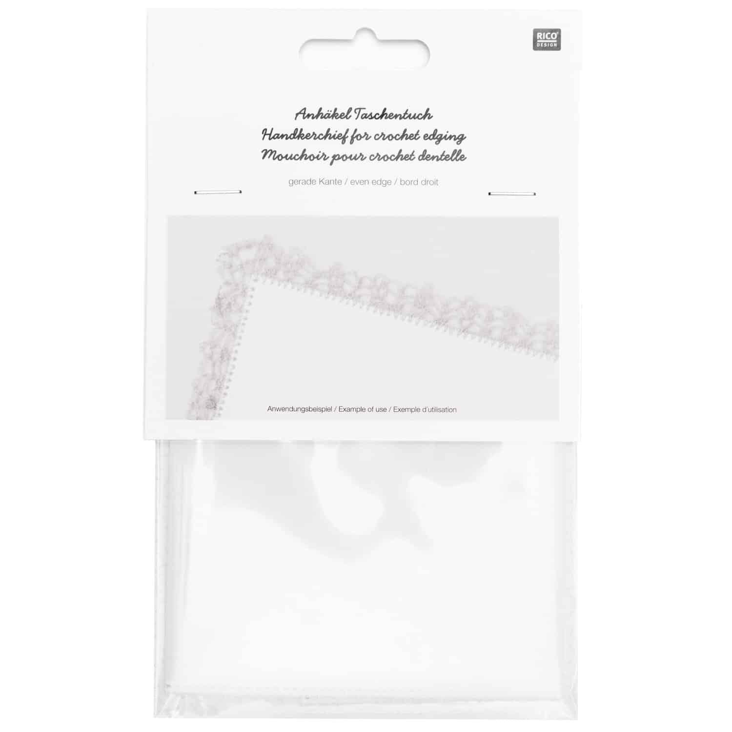 Rico Design Anhäkeltaschentuch mit gerade Kante 25x25cm
