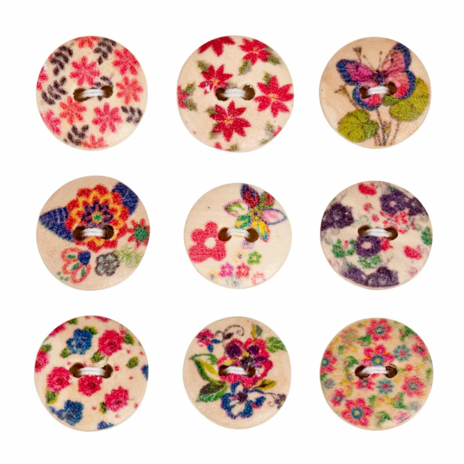 Rico Design Knopfmix Holz Floral