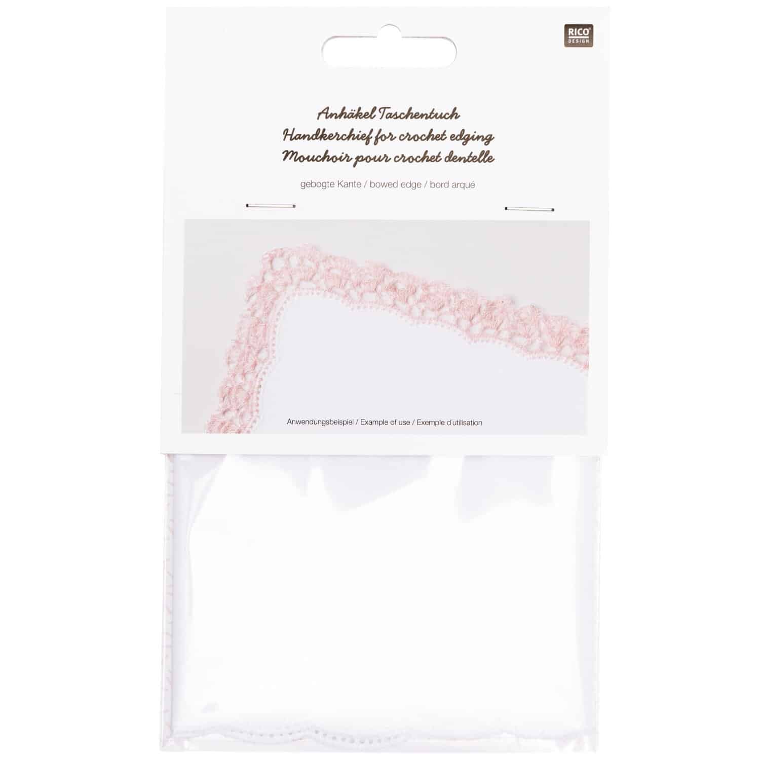 Rico Design Paper Poetry Anhäkeltaschentuch mit geschwungener Kante 25x25cm