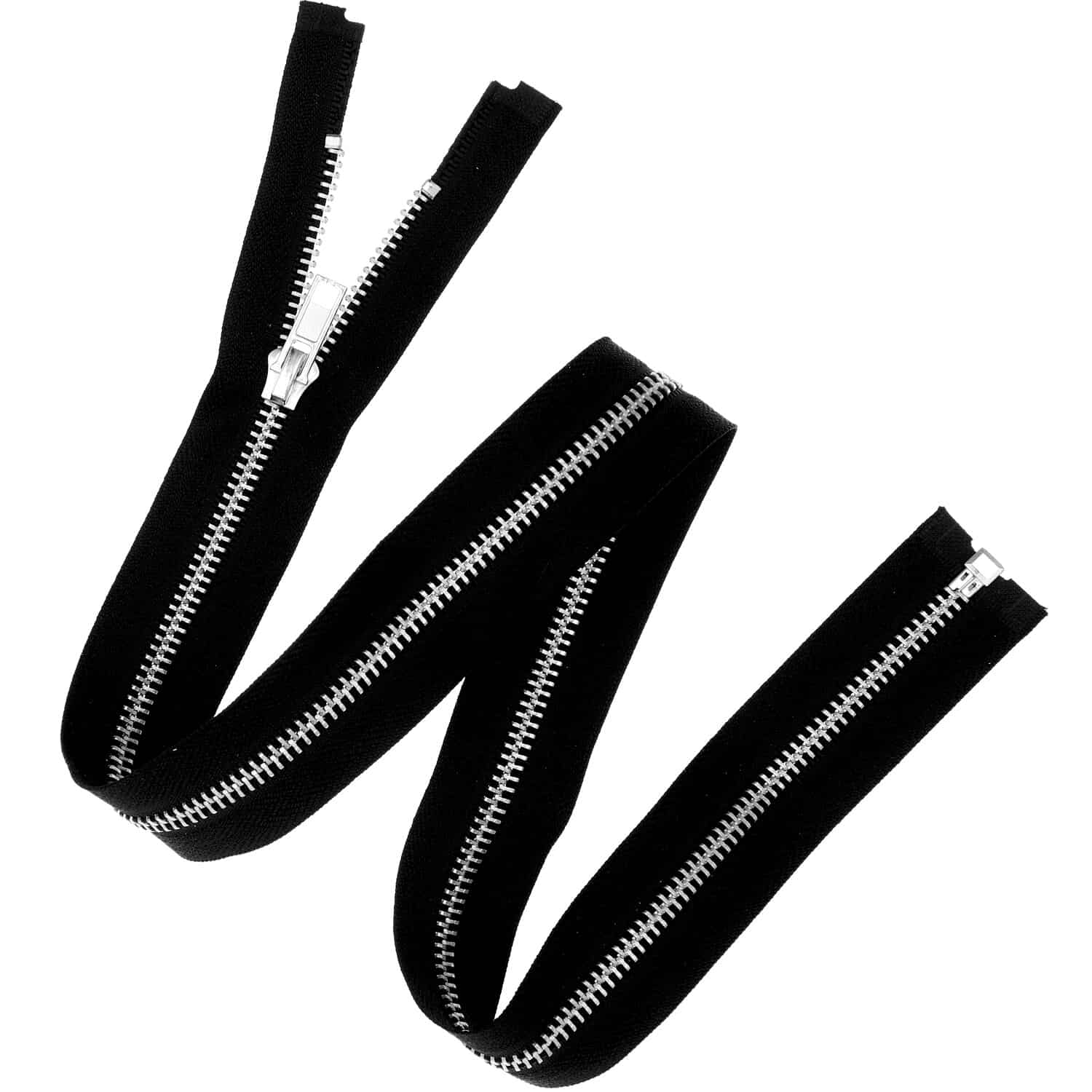 Rico Design Reißverschluss Metall Silber 5 mm schwarz 65cm