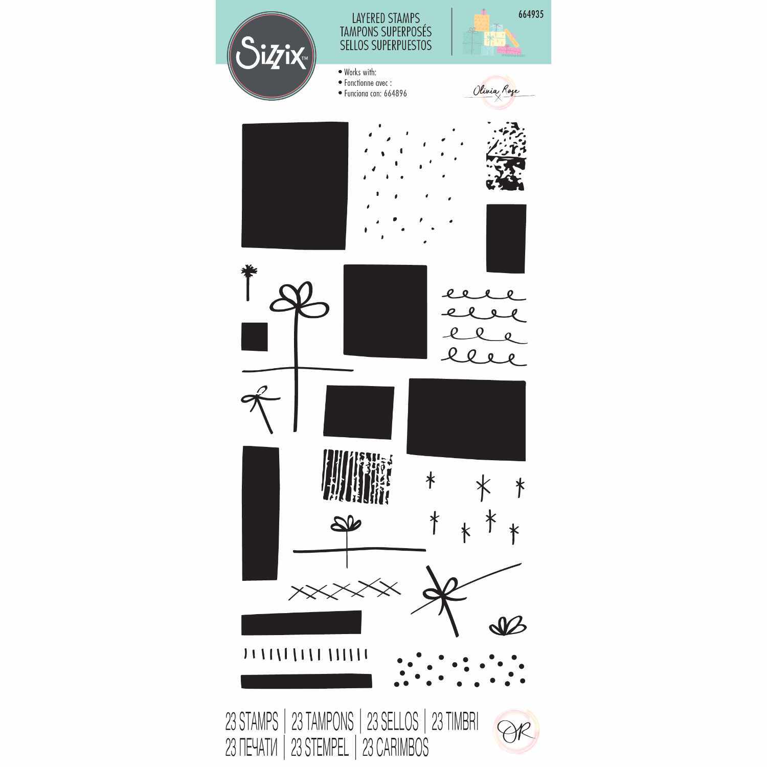 Sizzix Layered Clear Stamps Giftwrap by Olivia Rose