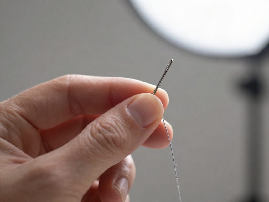 Sticknadel einfädeln